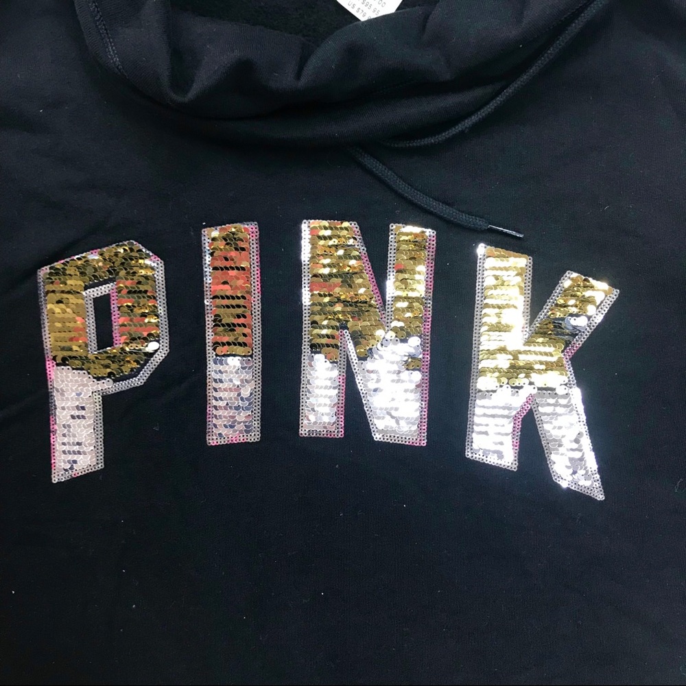 VS PINK Bling Cowl Neck Reversible Sequins Sweater - Picture 3 of 8